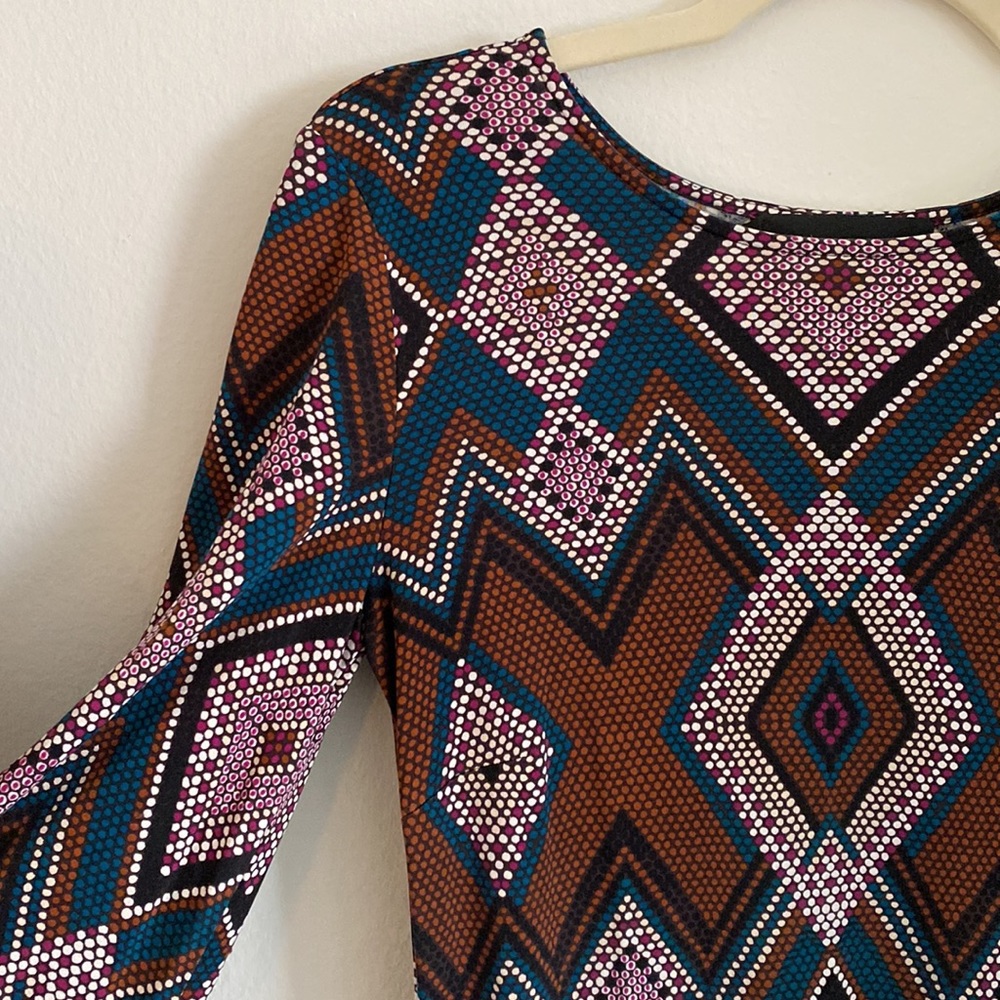 Julie Brown geometric print long sleeve knit dress